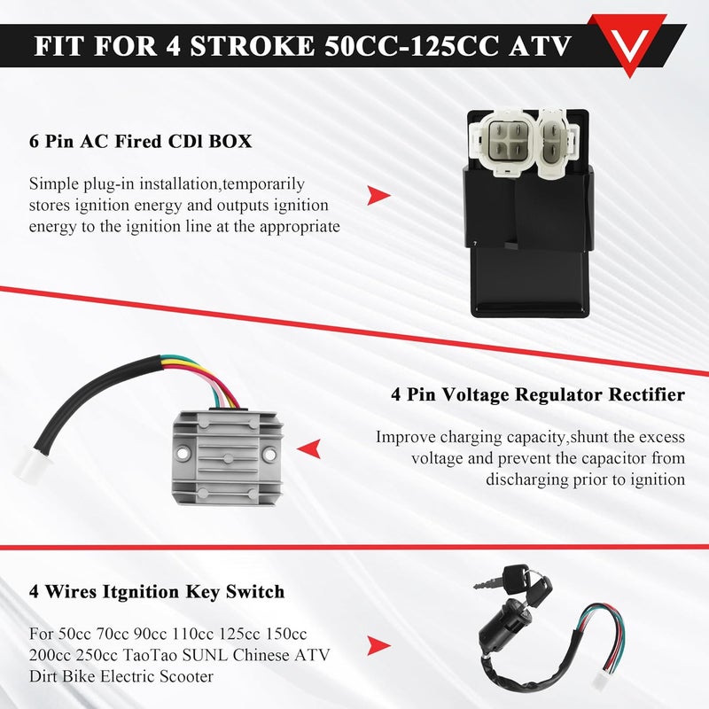 PRO BAT GY6 Full Electrics Wiring Harness W/O Waterproof Cap CDI Coil Solenoid GY6 125cc 150cc 200cc 250cc Chinese Elecric Start Kandi ATV Quad Bike Buggy Go Kart Scooter Moped - Image 4